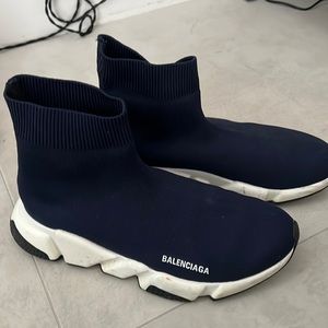 Women's Navy Speed Bubble-heel High-top Sock Sneakers size 10